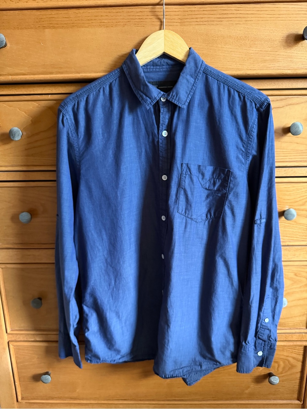 INC International Concepts Long Sleeve Mens Button Down Shirt Size M Navy Blue